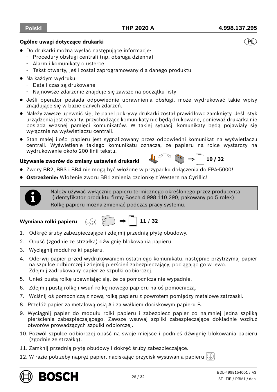 Bosch THP 2020 A Thermal Printer User Manual | Page 26 / 32