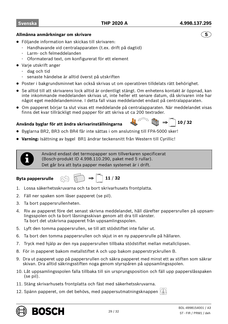 Bosch THP 2020 A Thermal Printer User Manual | Page 29 / 32