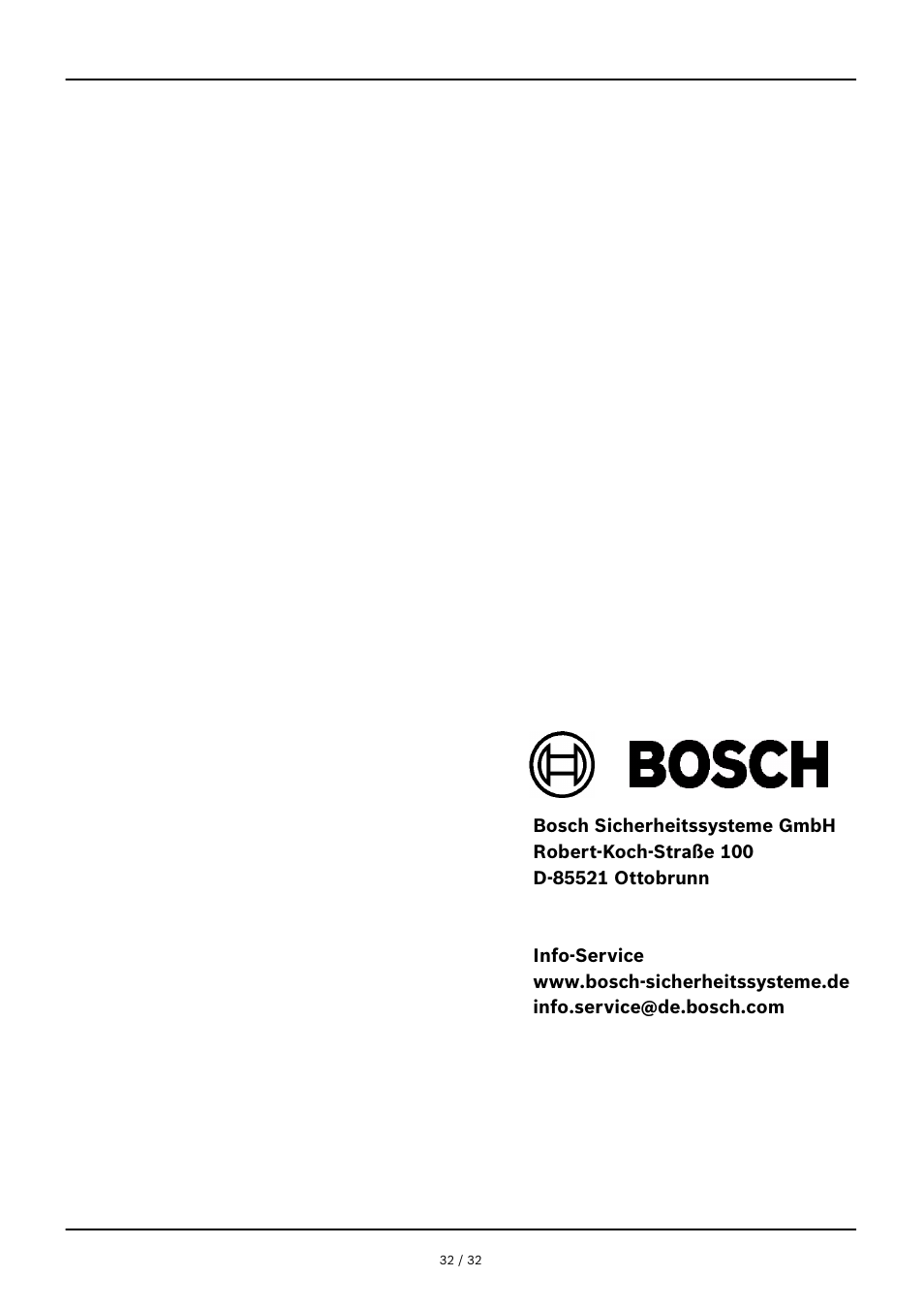 Bosch THP 2020 A Thermal Printer User Manual | Page 32 / 32