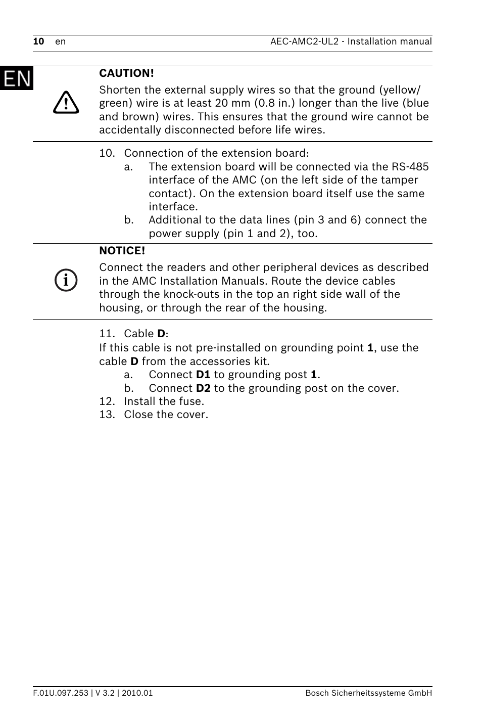 Bosch AMC2 ENC-UL2 - Enclosure - Large User Manual | Page 10 / 92