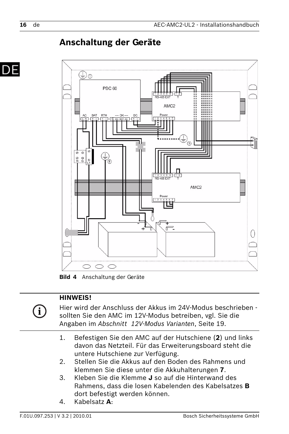 Anschaltung der geräte | Bosch AMC2 ENC-UL2 - Enclosure - Large User Manual | Page 16 / 92