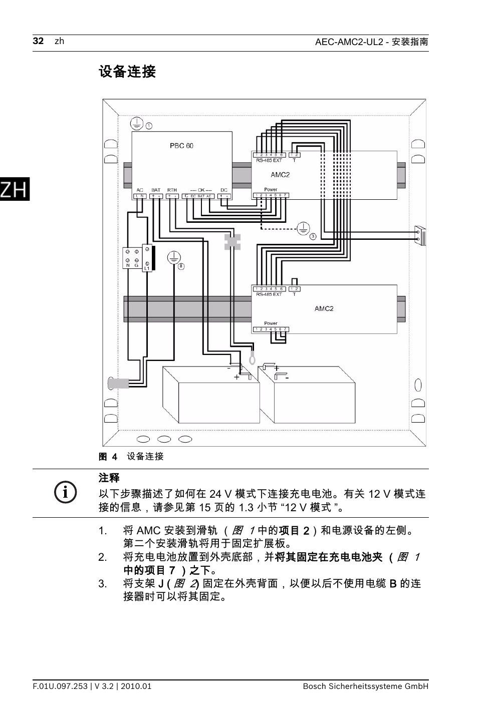 设备连接 | Bosch AMC2 ENC-UL2 - Enclosure - Large User Manual | Page 32 / 92