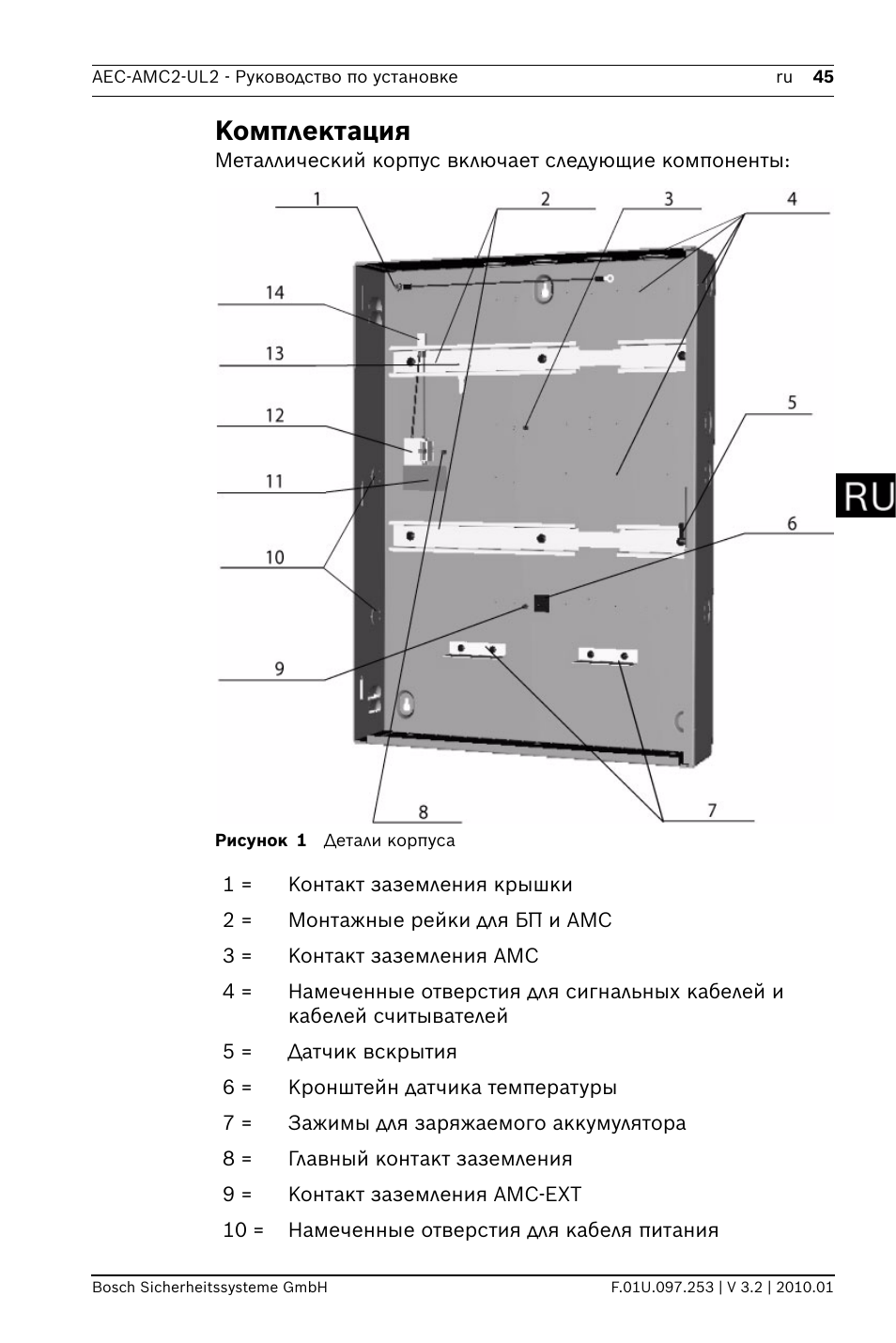 Комплектация | Bosch AMC2 ENC-UL2 - Enclosure - Large User Manual | Page 45 / 92