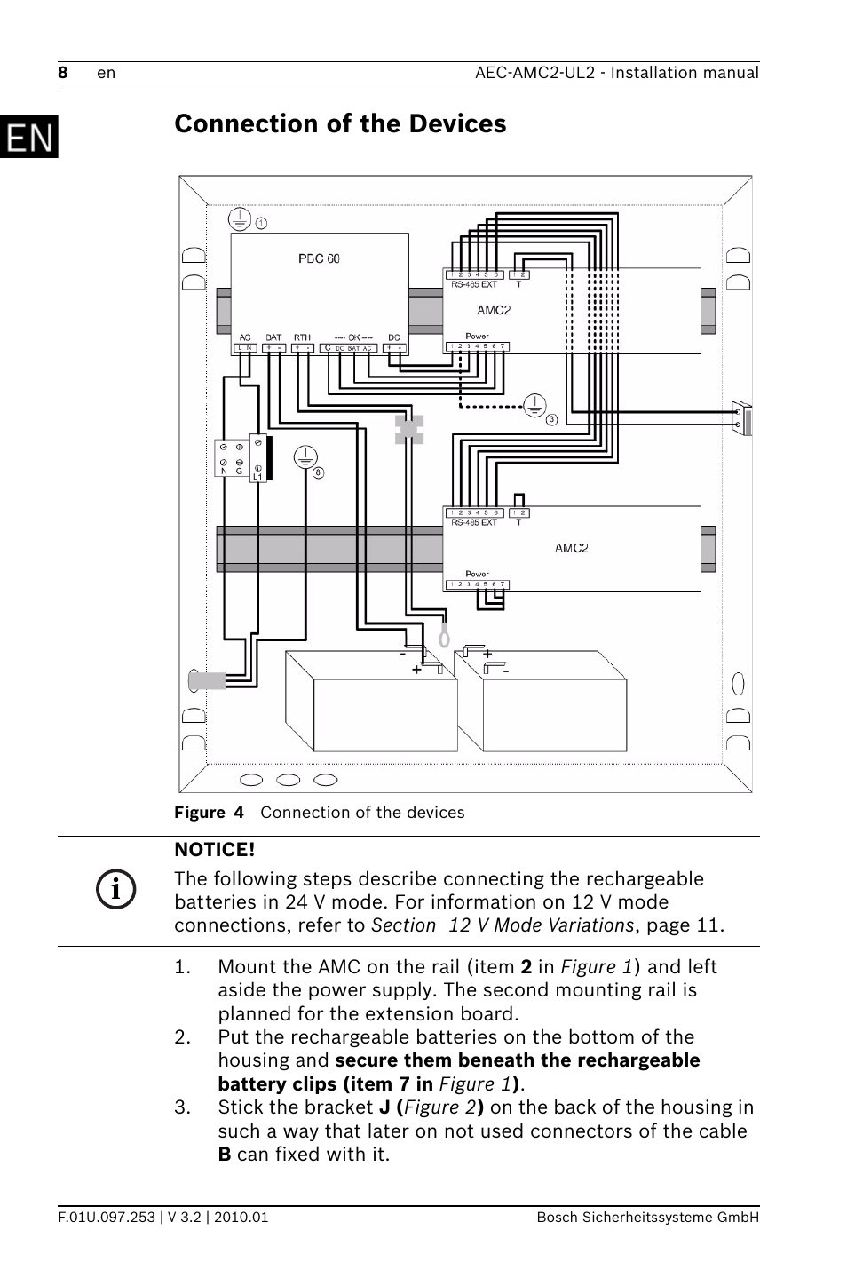 Connection of the devices | Bosch AMC2 ENC-UL2 - Enclosure - Large User Manual | Page 8 / 92