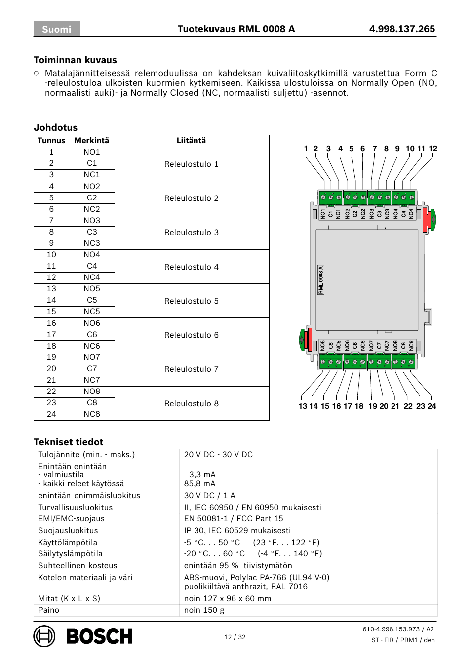 Bosch RML 0008 A Relay Module User Manual | Page 12 / 32