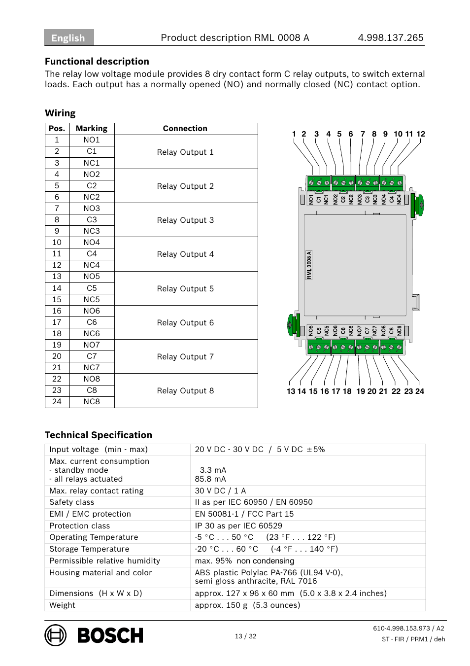 Bosch RML 0008 A Relay Module User Manual | Page 13 / 32