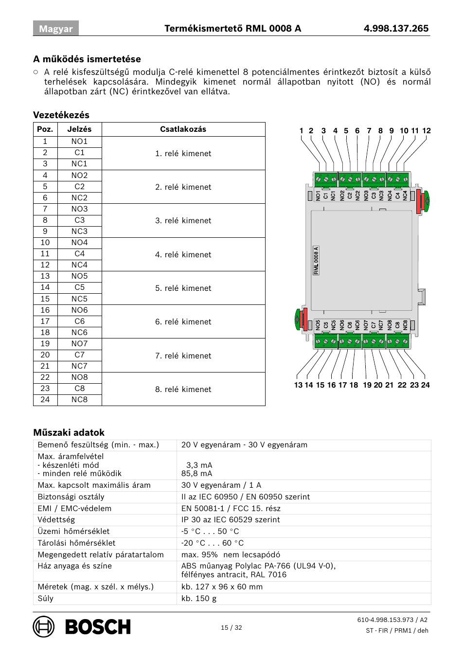 Bosch RML 0008 A Relay Module User Manual | Page 15 / 32