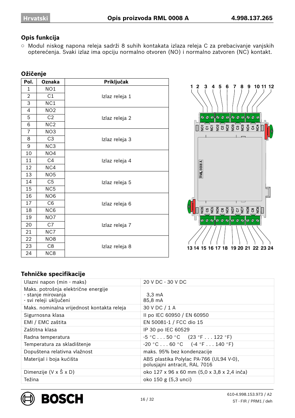 Bosch RML 0008 A Relay Module User Manual | Page 16 / 32