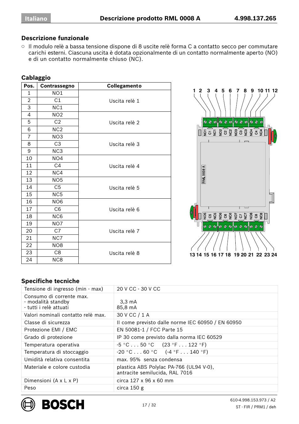 Bosch RML 0008 A Relay Module User Manual | Page 17 / 32