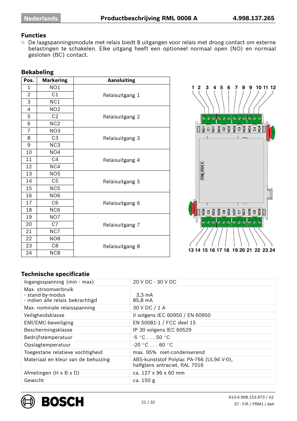 Bosch RML 0008 A Relay Module User Manual | Page 21 / 32