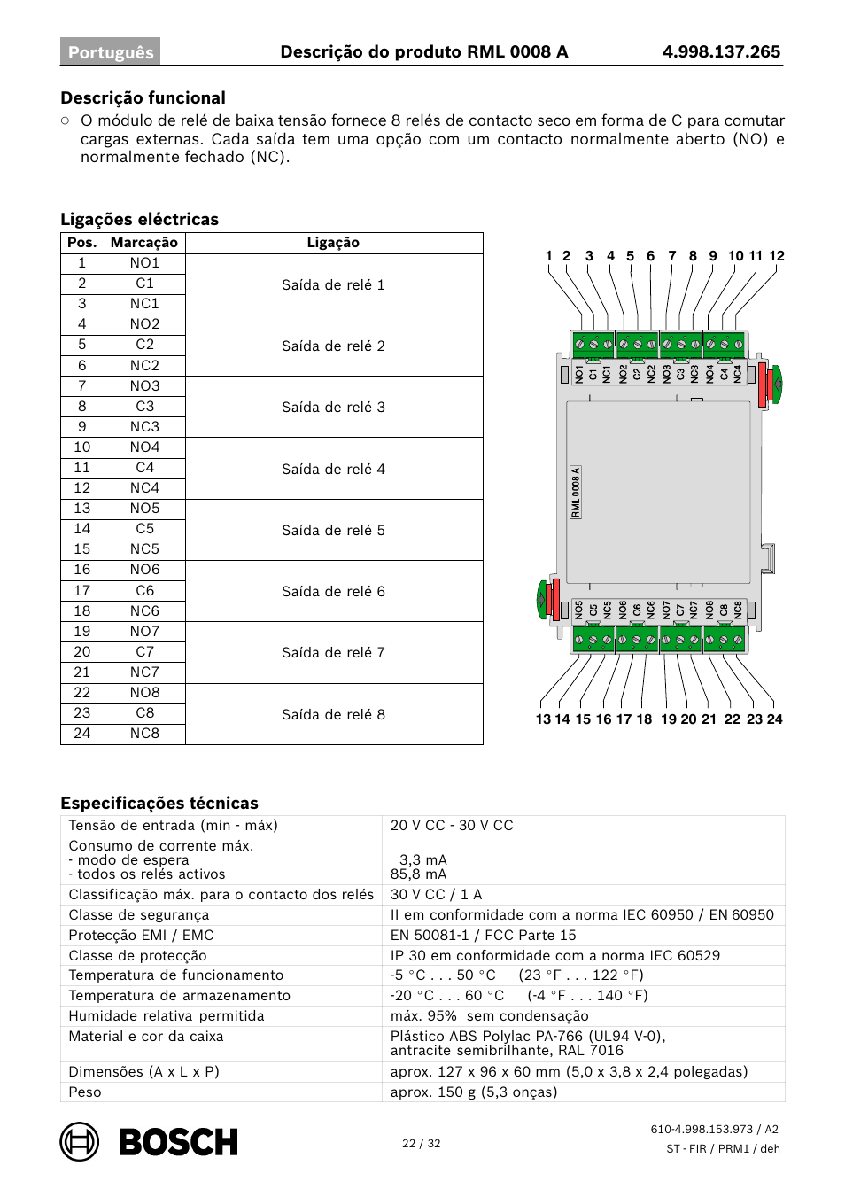 Bosch RML 0008 A Relay Module User Manual | Page 22 / 32
