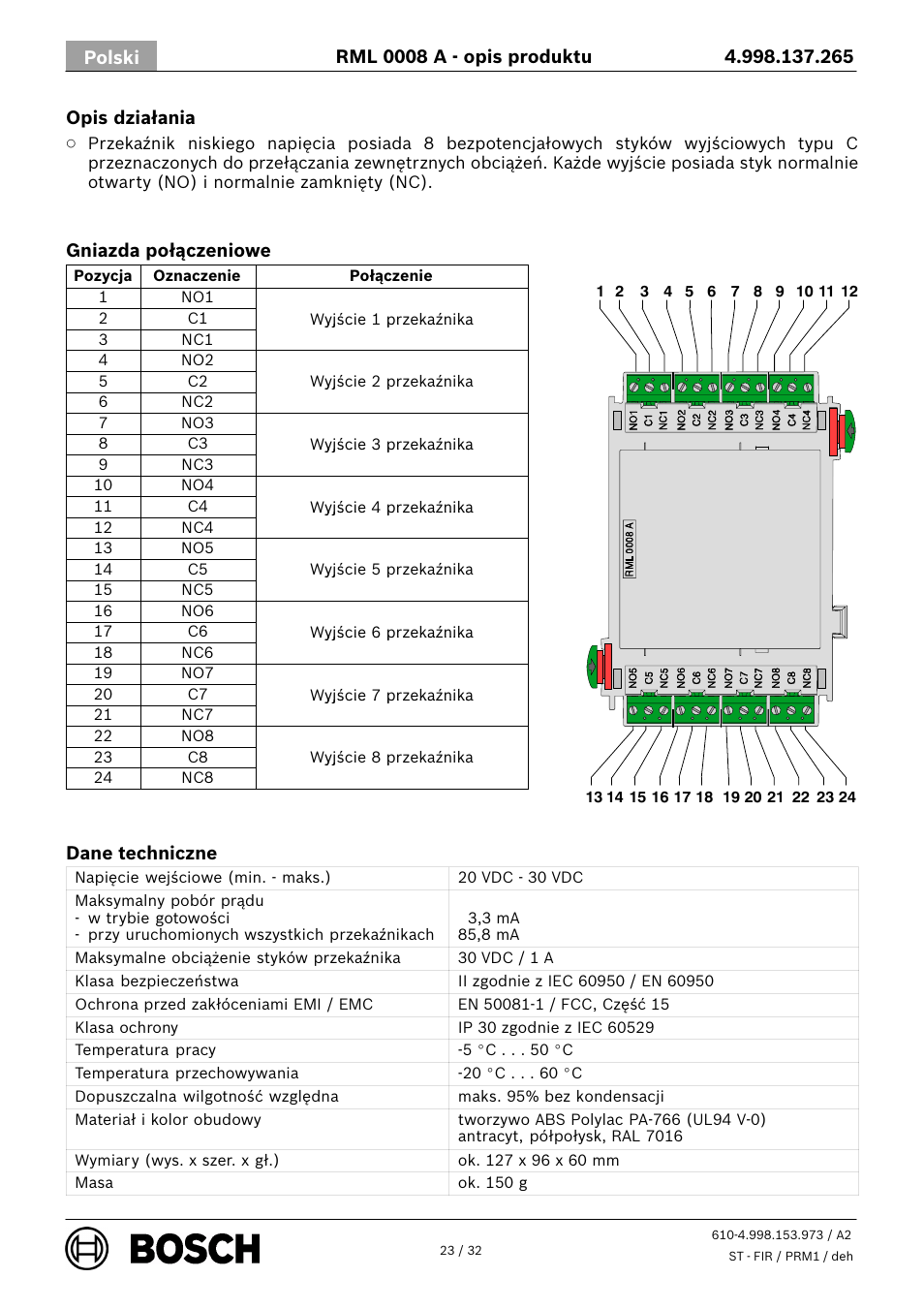 Bosch RML 0008 A Relay Module User Manual | Page 23 / 32