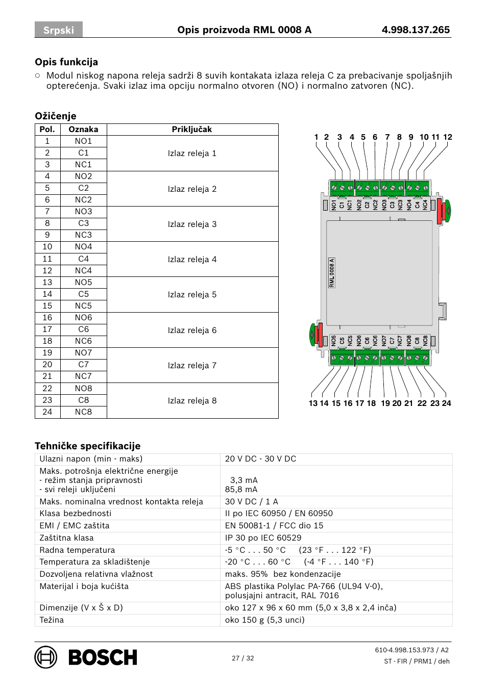 Bosch RML 0008 A Relay Module User Manual | Page 27 / 32