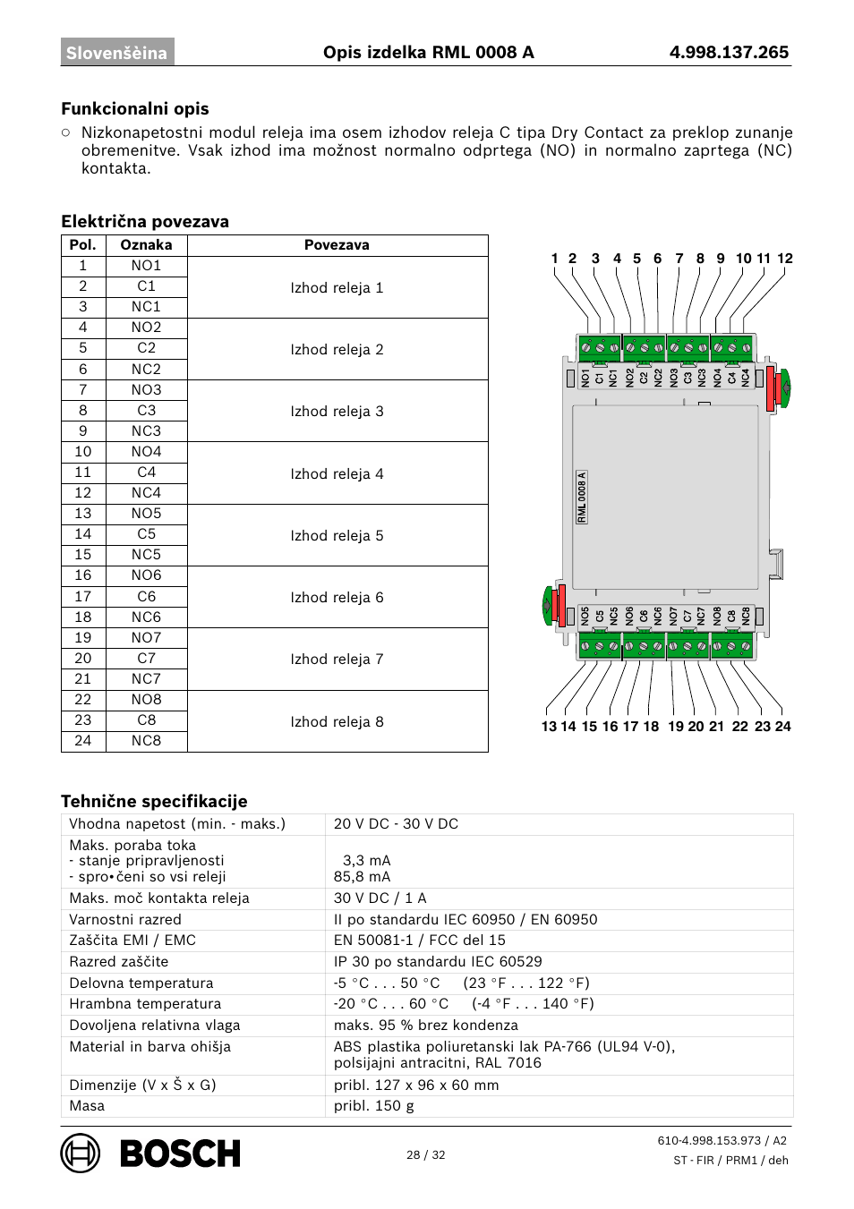 Bosch RML 0008 A Relay Module User Manual | Page 28 / 32