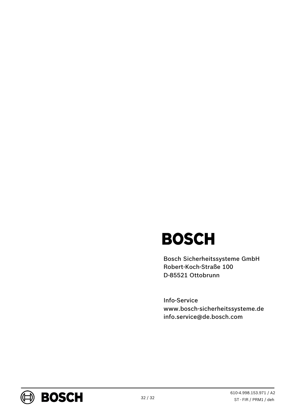 Bosch RML 0008 A Relay Module User Manual | Page 32 / 32