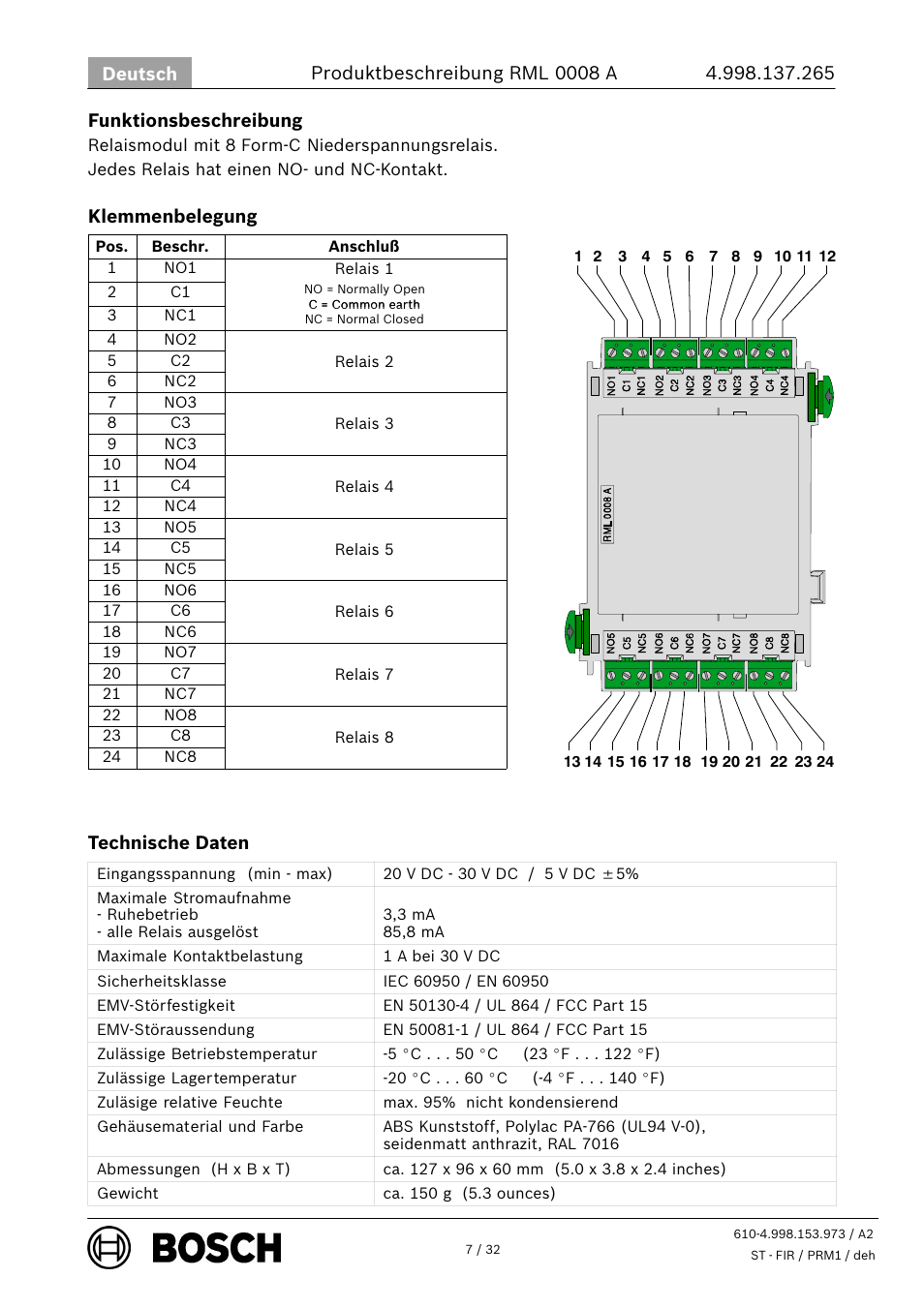 Bosch RML 0008 A Relay Module User Manual | Page 7 / 32