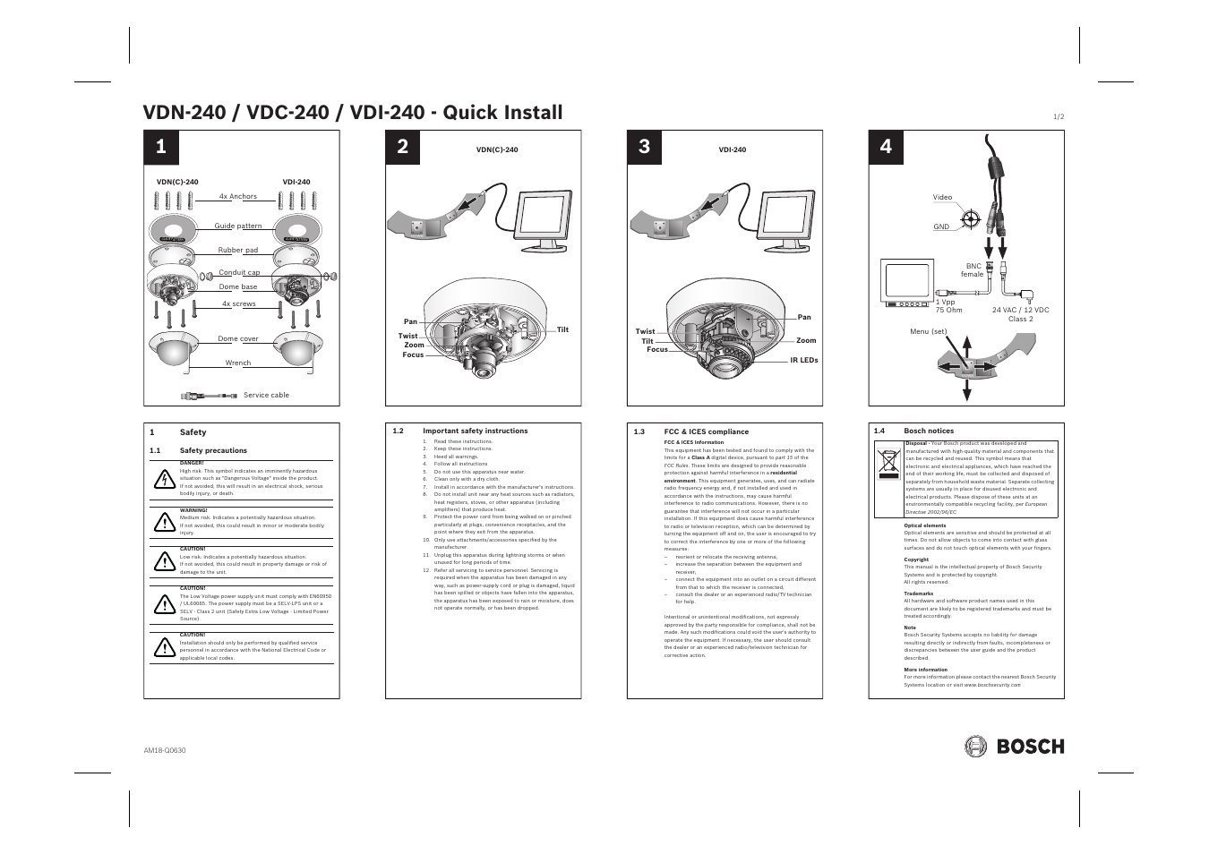 Bosch Outdoor Dome Cameras User Manual | 2 pages