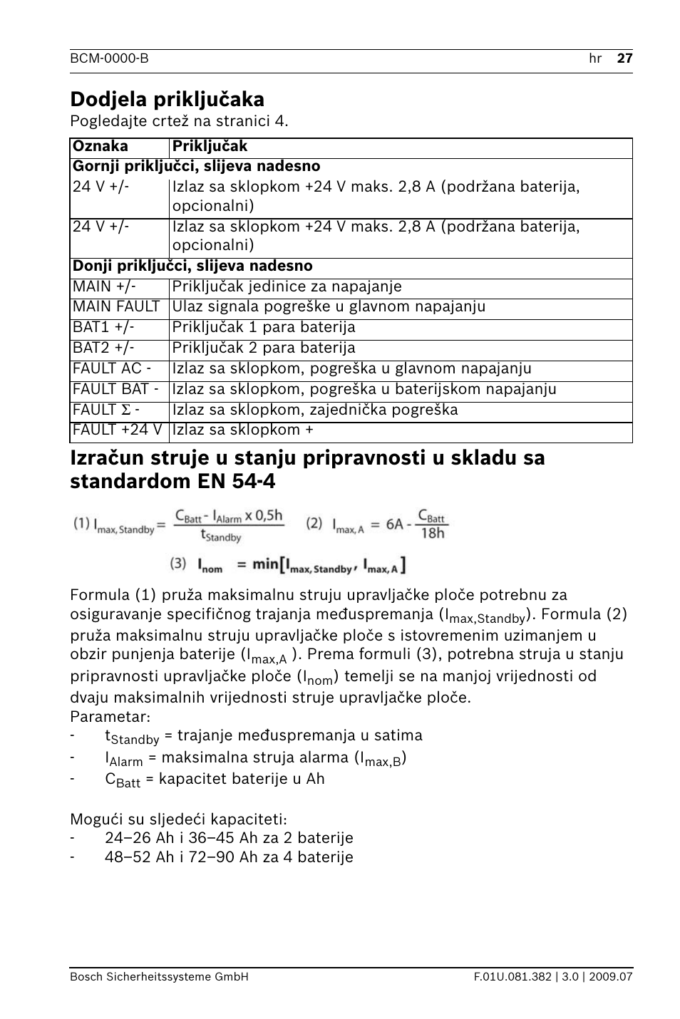 Dodjela priključaka | Bosch FPP-5000 External Power Supply Unit Kit 24 V User Manual | Page 27 / 60