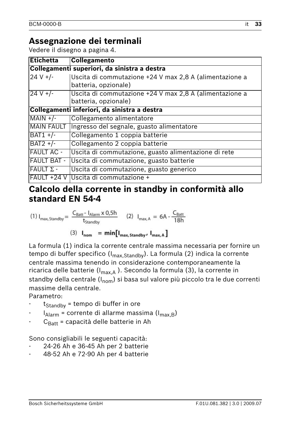 Assegnazione dei terminali | Bosch FPP-5000 External Power Supply Unit Kit 24 V User Manual | Page 33 / 60