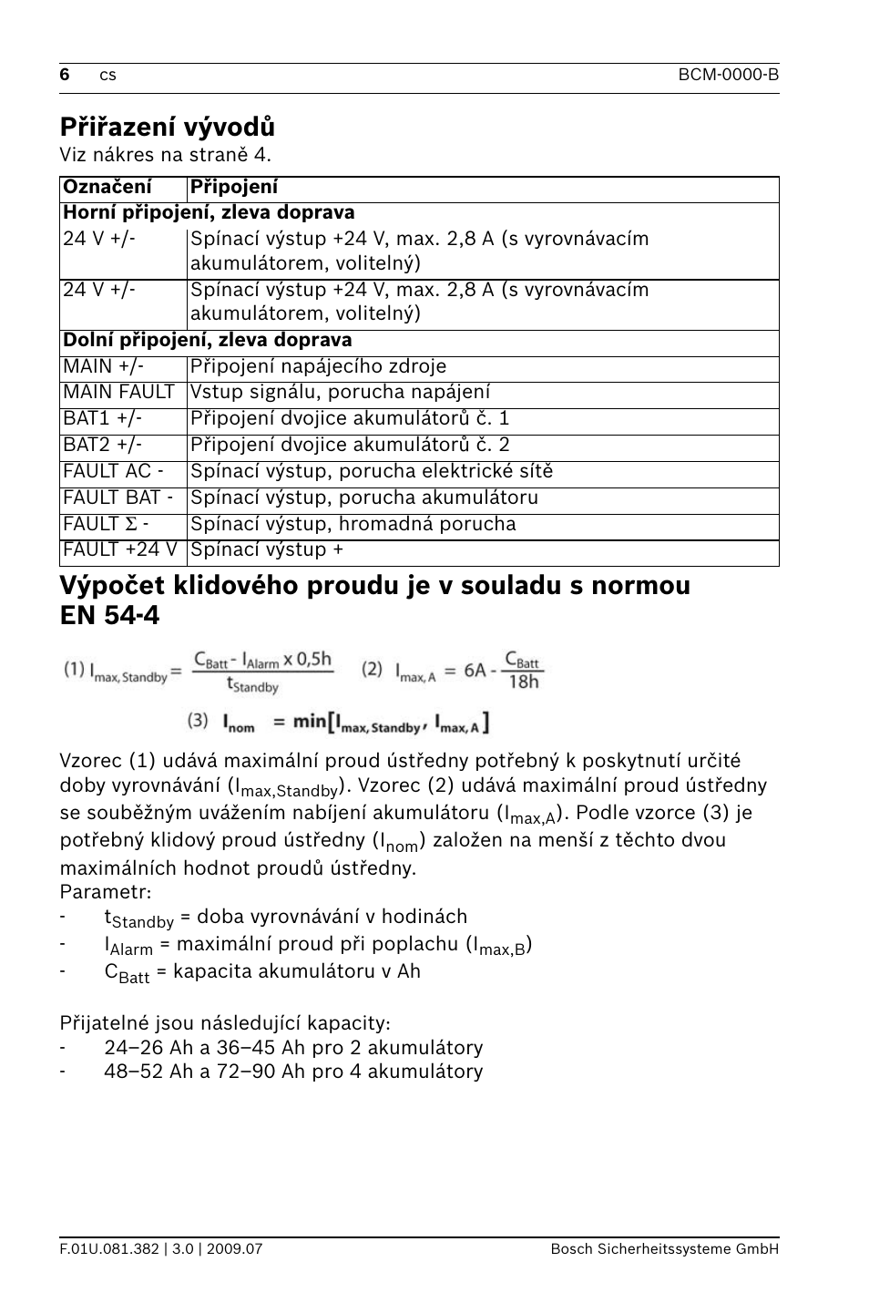 Přiřazení vývodů | Bosch FPP-5000 External Power Supply Unit Kit 24 V User Manual | Page 6 / 60