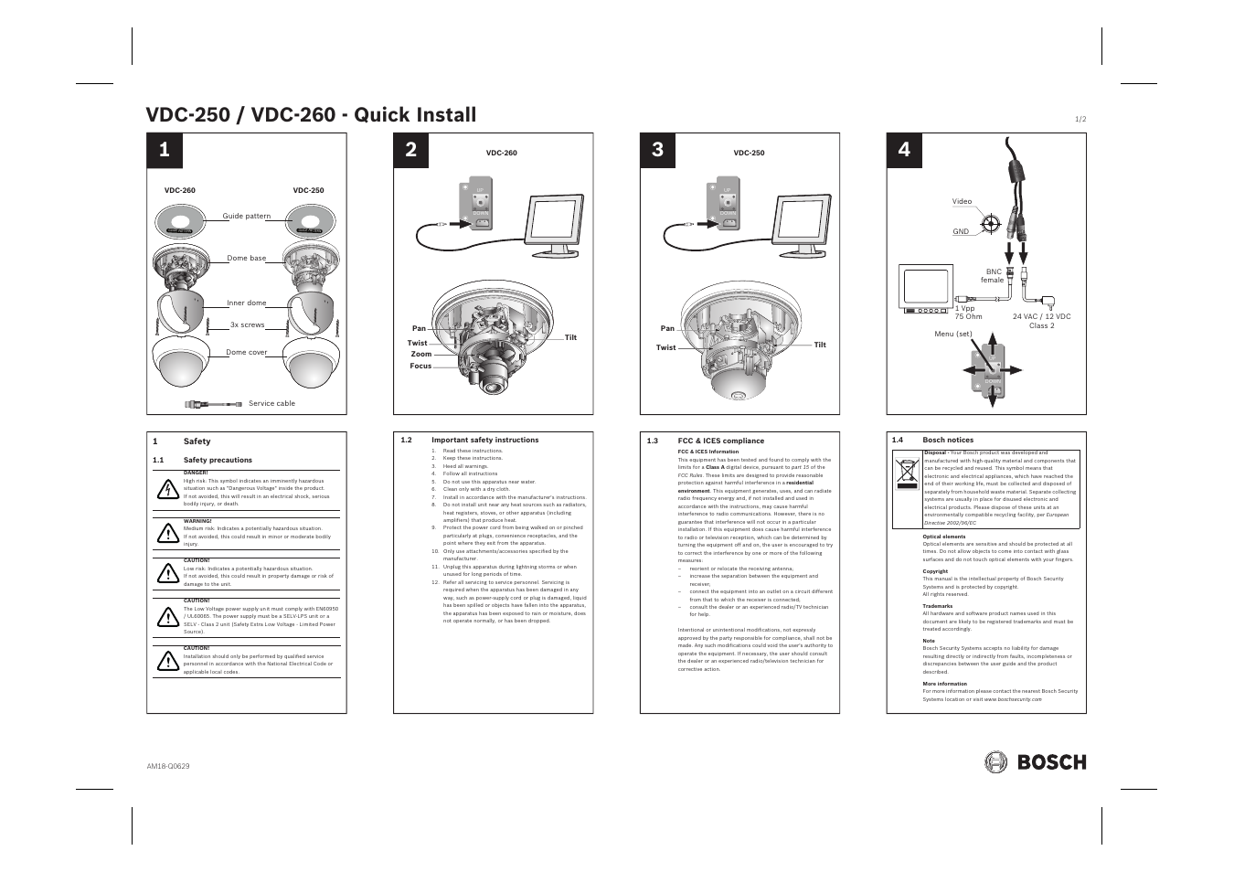 Bosch Indoor Dome Camera User Manual | 2 pages