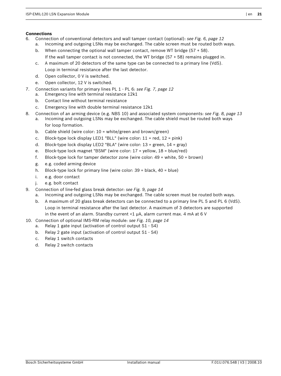 Connections | Bosch ISP-EMIL-120  User Manual | Page 21 / 56