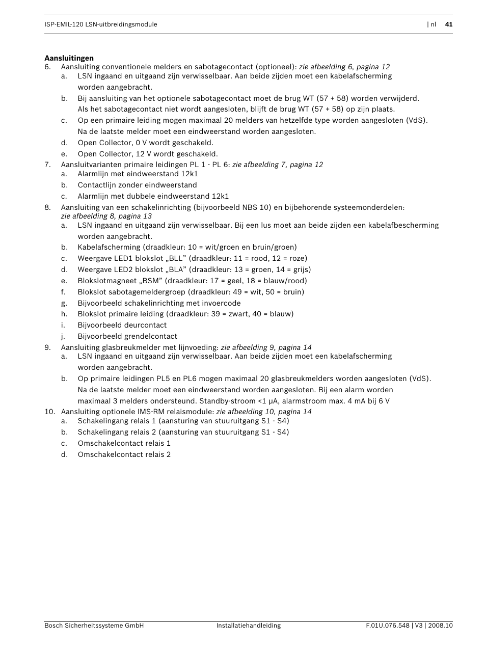 Aansluitingen | Bosch ISP-EMIL-120  User Manual | Page 41 / 56