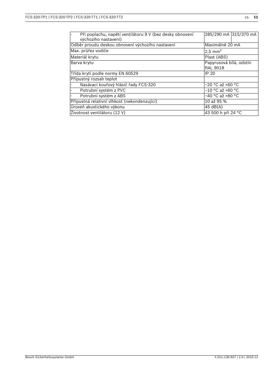Bosch FCS-320-TP Series Conventional Aspirating Smoke Detectors User Manual | Page 11 / 96