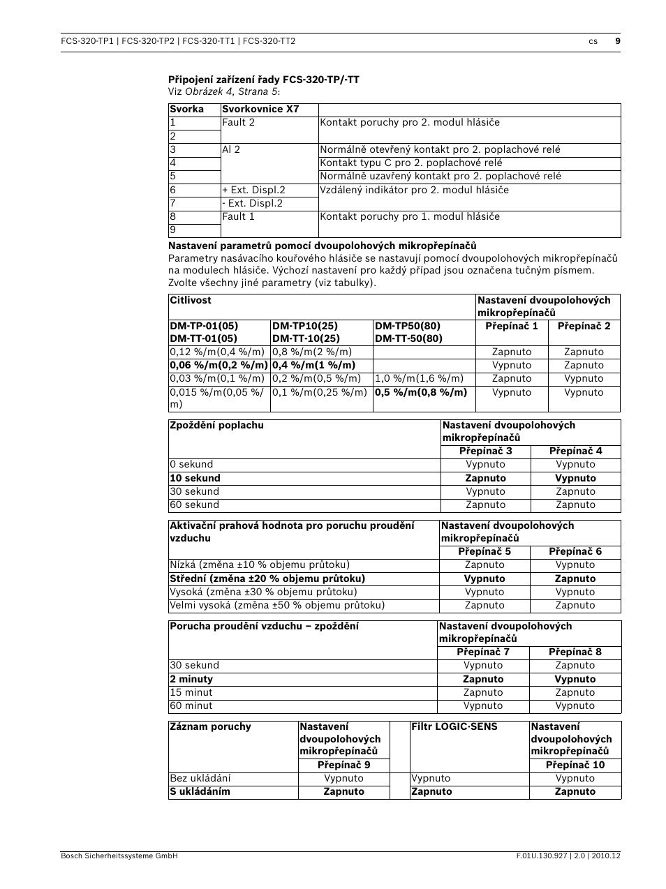 Připojení zařízení řady fcs-320-tp/-tt | Bosch FCS-320-TP Series Conventional Aspirating Smoke Detectors User Manual | Page 9 / 96