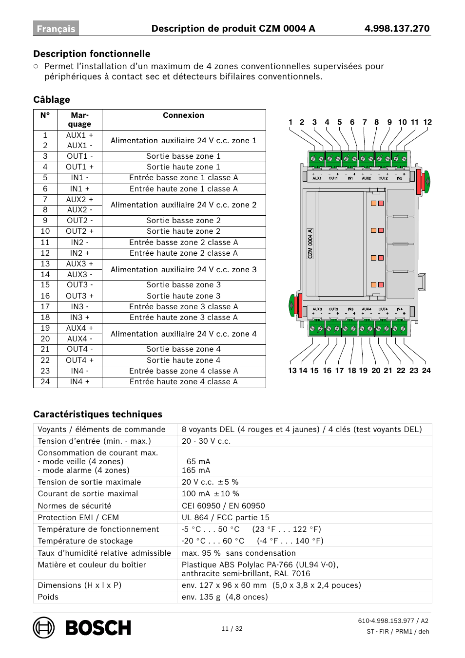 Bosch CZM 0004 A 4 Zone Conventional Module User Manual | Page 11 / 32