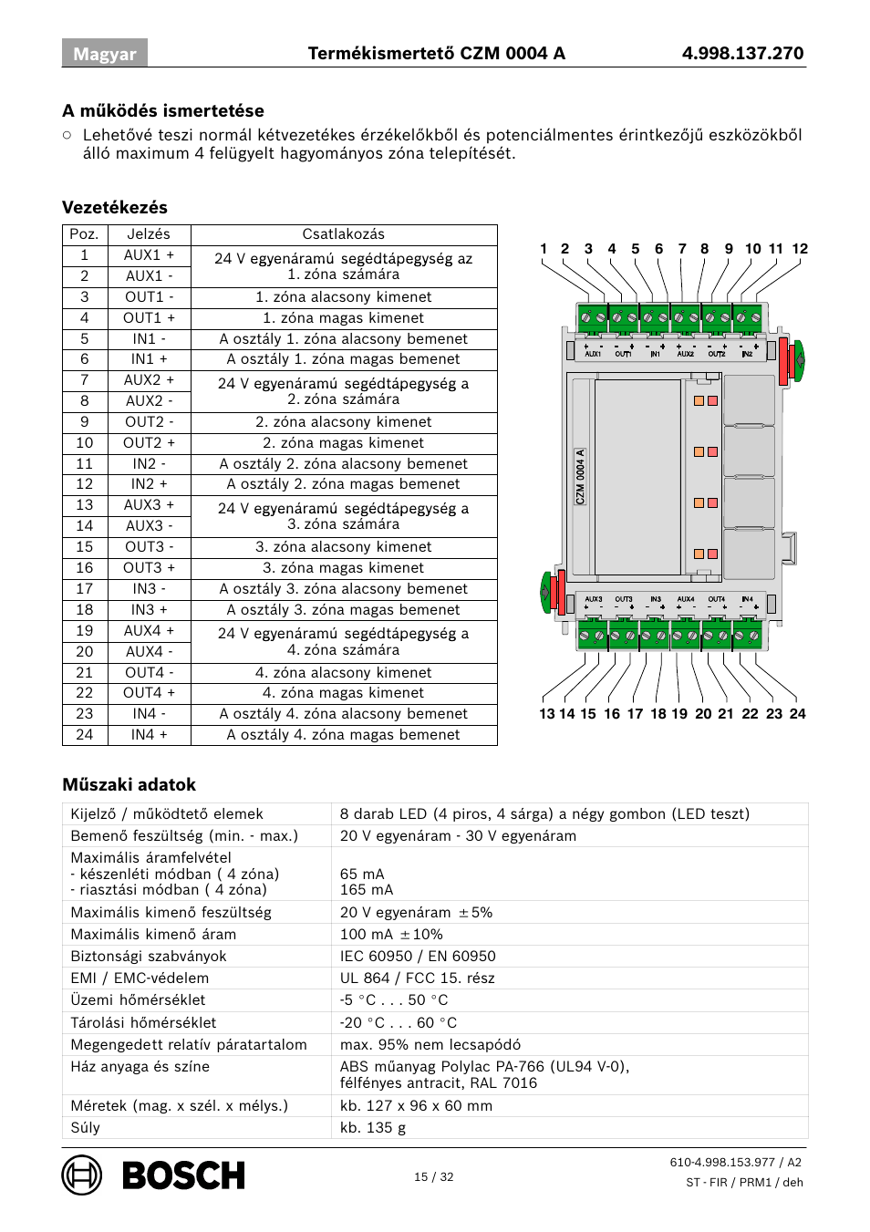 Bosch CZM 0004 A 4 Zone Conventional Module User Manual | Page 15 / 32