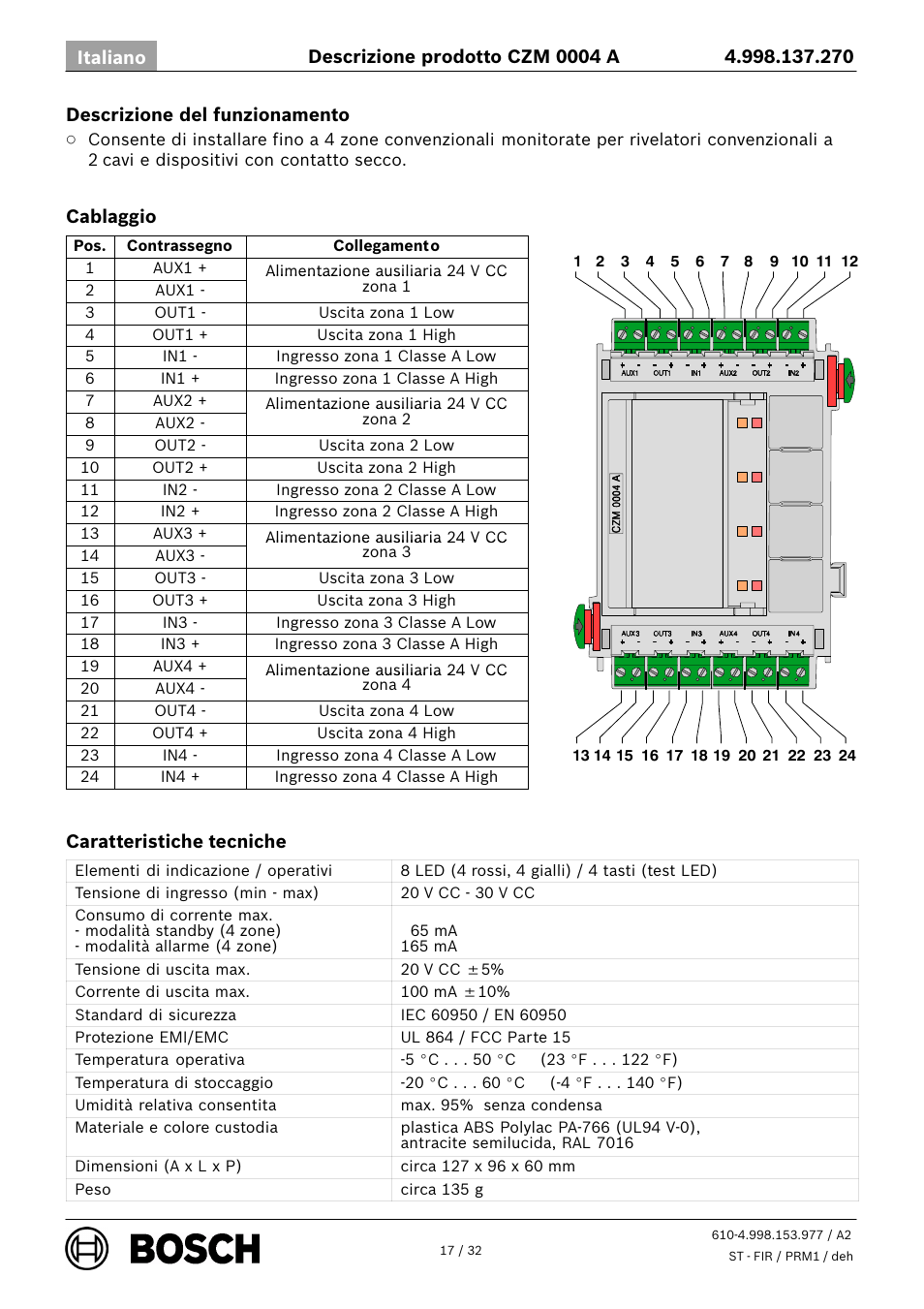 Bosch CZM 0004 A 4 Zone Conventional Module User Manual | Page 17 / 32