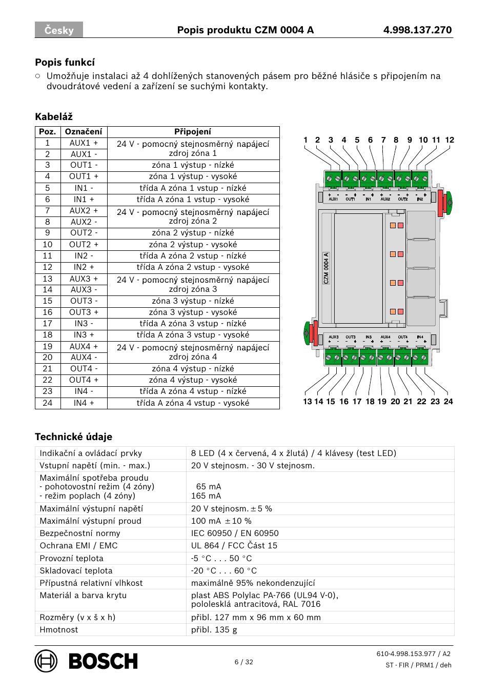 Bosch CZM 0004 A 4 Zone Conventional Module User Manual | Page 6 / 32