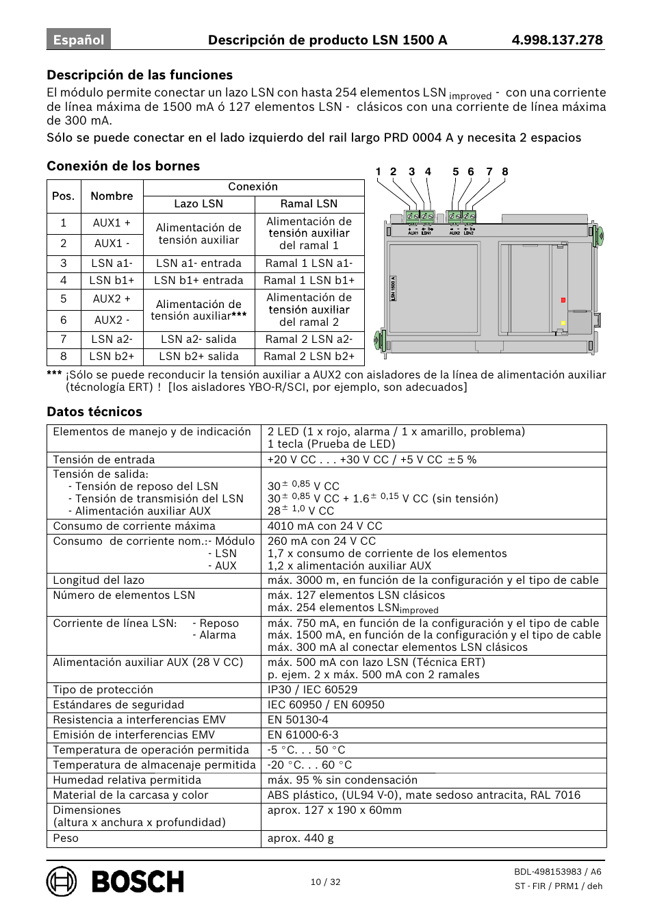Bosch LSN 1500 A LSN improved Module 1500 mA User Manual | Page 10 / 32