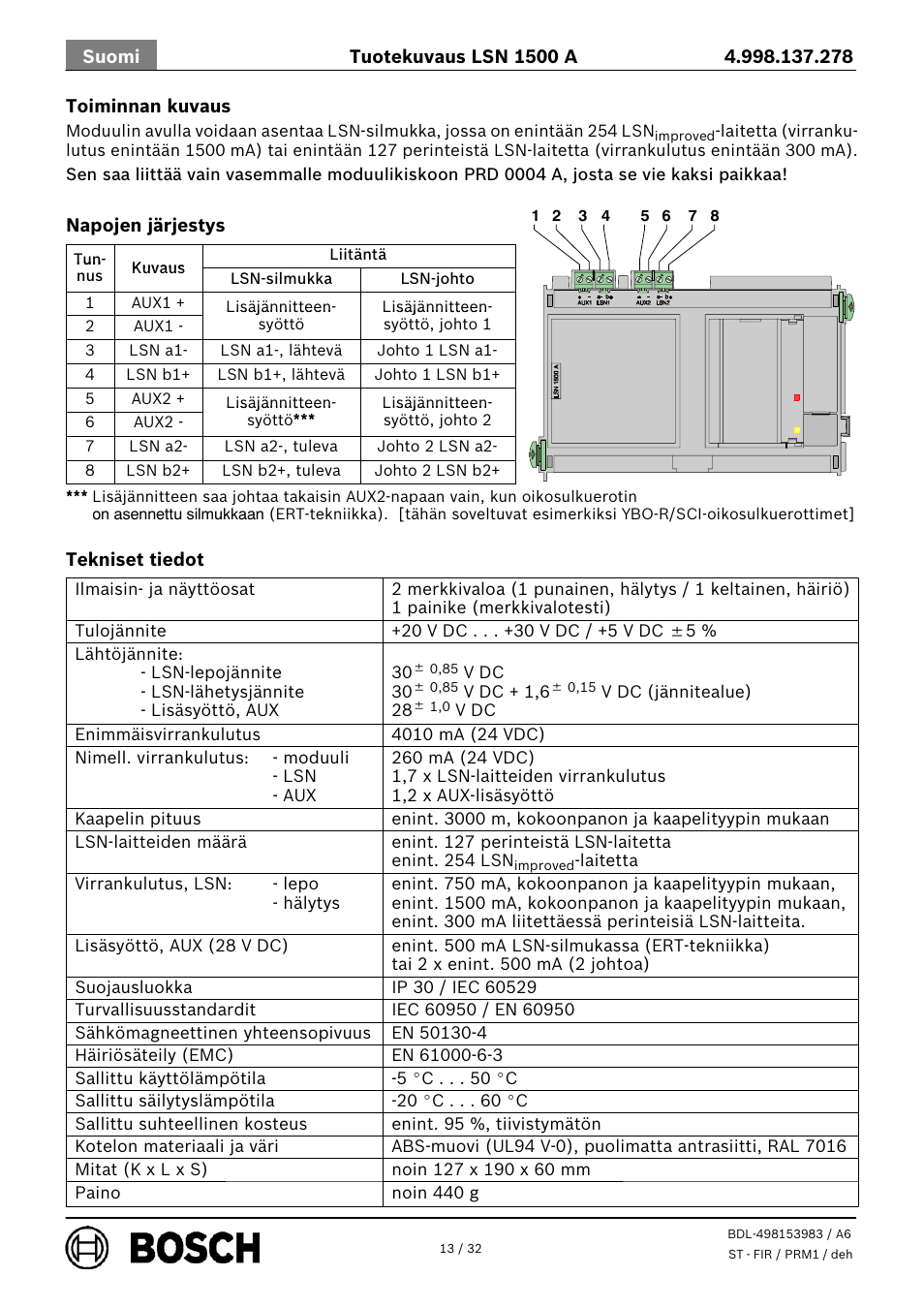 Bosch LSN 1500 A LSN improved Module 1500 mA User Manual | Page 13 / 32