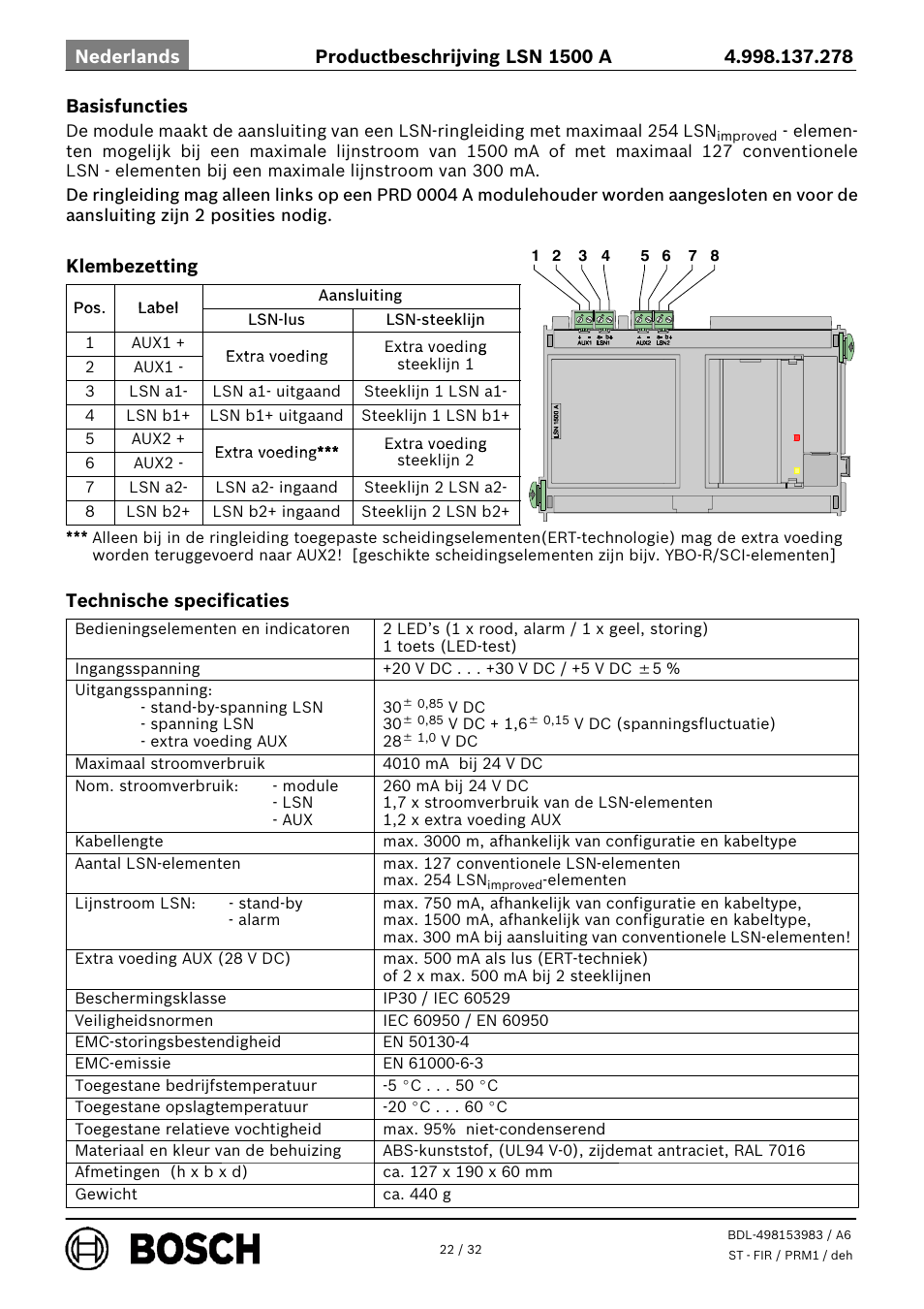 Bosch LSN 1500 A LSN improved Module 1500 mA User Manual | Page 22 / 32