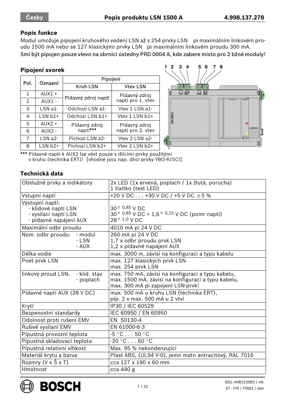 Bosch LSN 1500 A LSN improved Module 1500 mA User Manual | Page 7 / 32