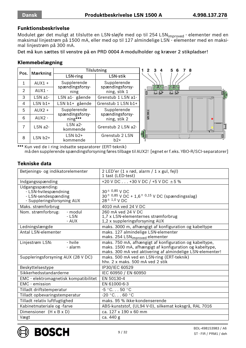 Bosch LSN 1500 A LSN improved Module 1500 mA User Manual | Page 9 / 32