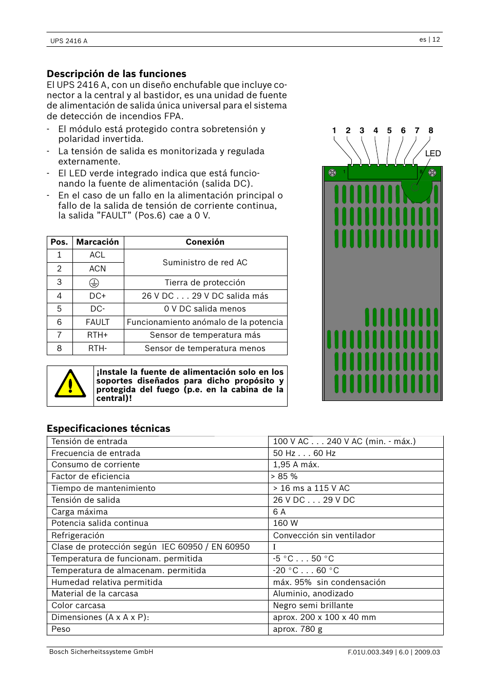 Bosch FPP-5000 External Power Supply Unit Kit 24 V User Manual | Page 12 / 28