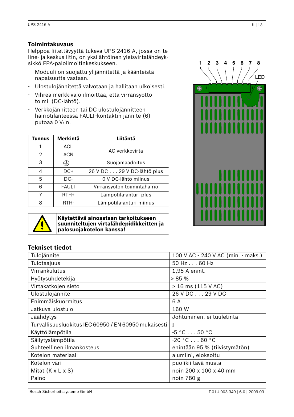 Bosch FPP-5000 External Power Supply Unit Kit 24 V User Manual | Page 13 / 28