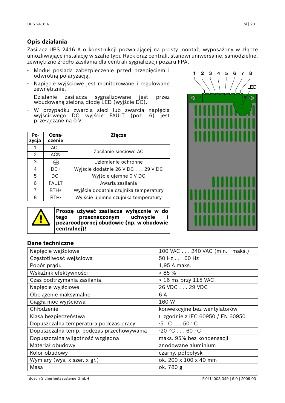 Bosch FPP-5000 External Power Supply Unit Kit 24 V User Manual | Page 20 / 28