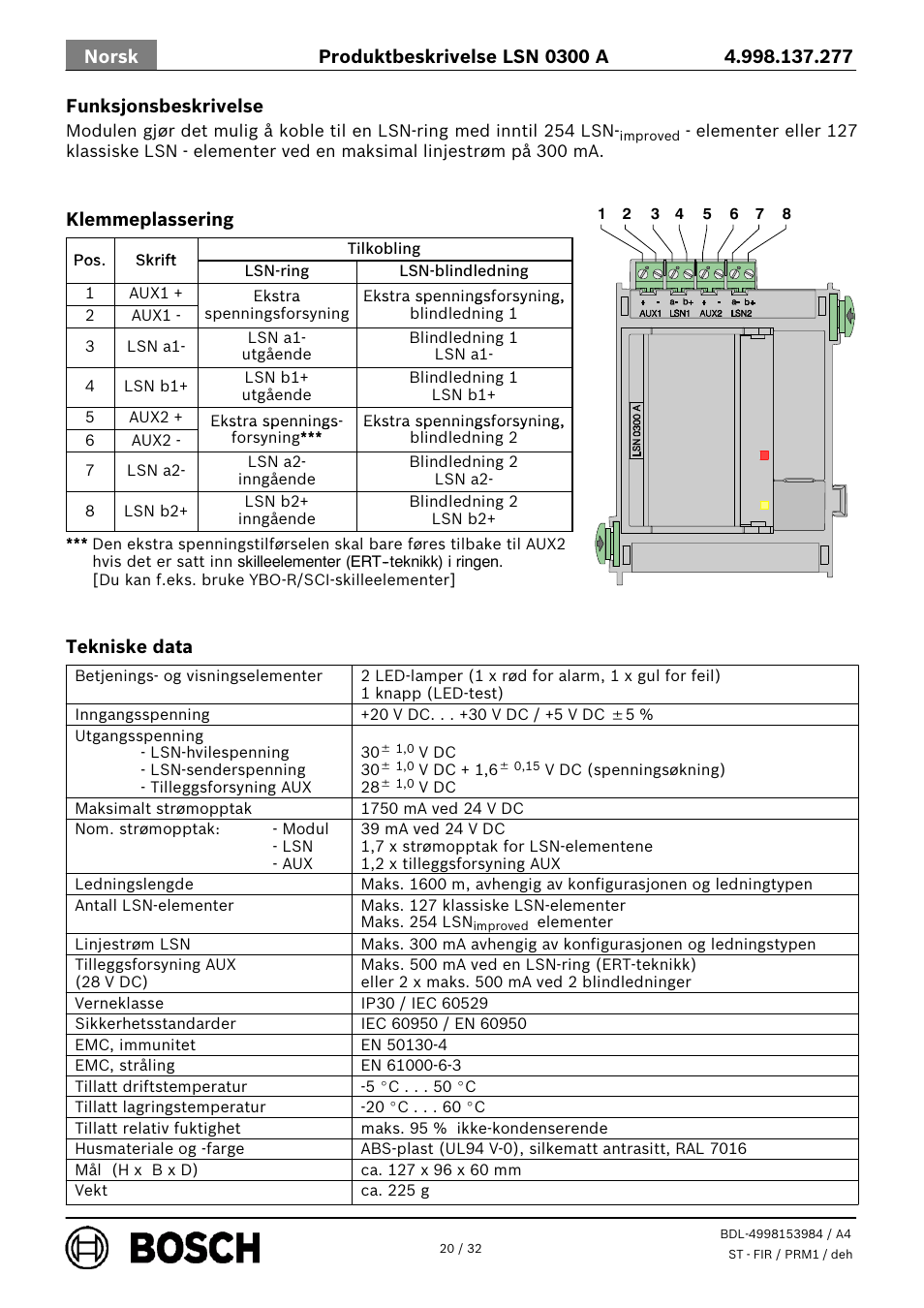 Bosch LSN 0300 A LSN improved Module 300 mA User Manual | Page 20 / 32