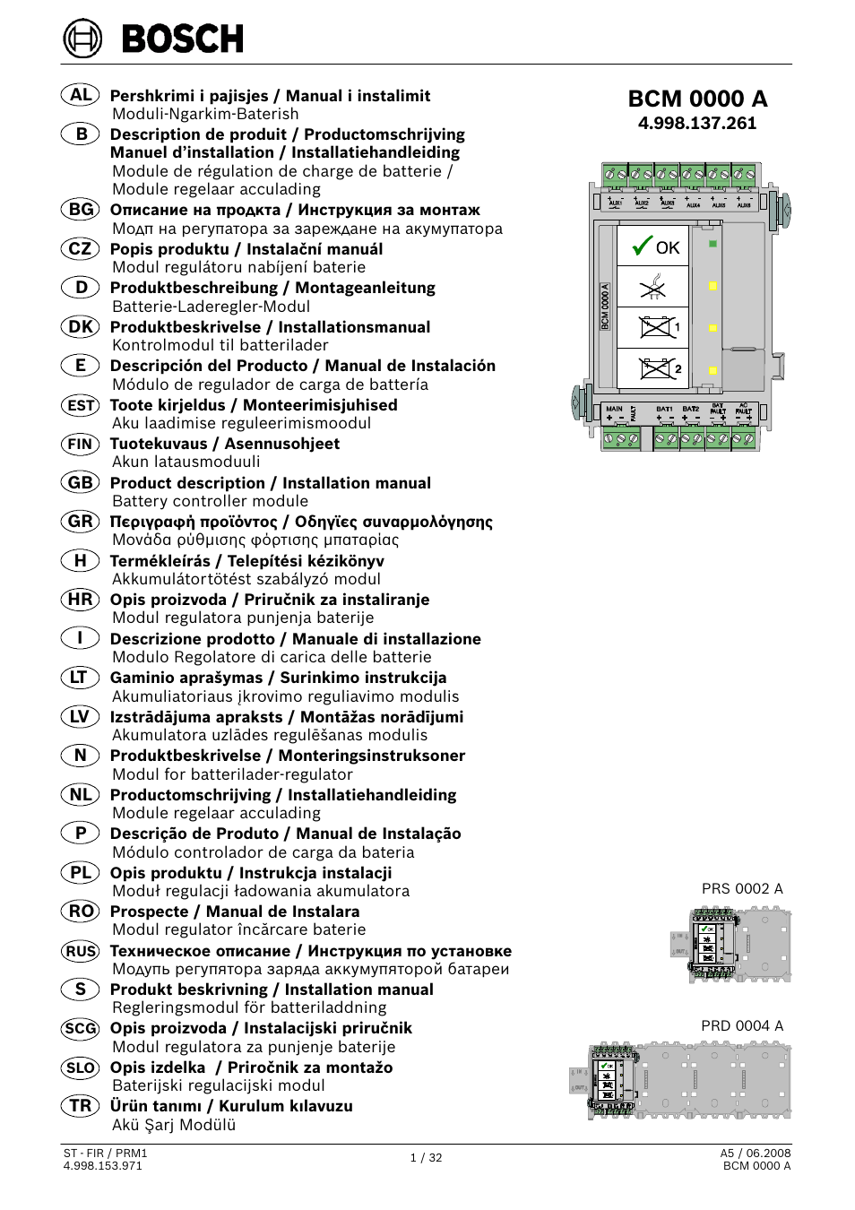 Bosch BCM 0000 A Battery Controller Module User Manual | 32 pages