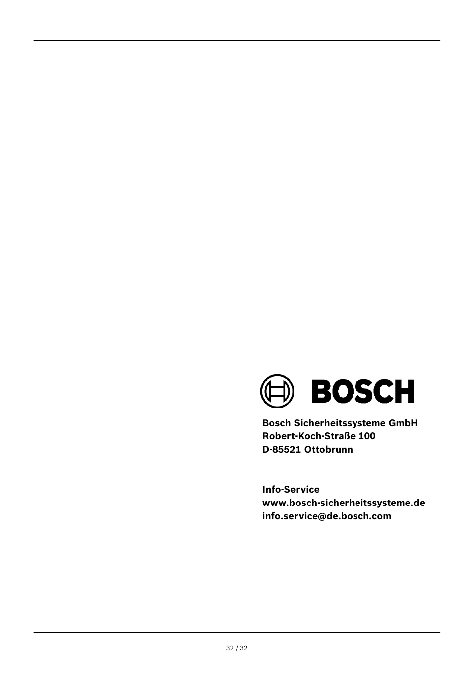 Bosch BCM 0000 A Battery Controller Module User Manual | Page 32 / 32