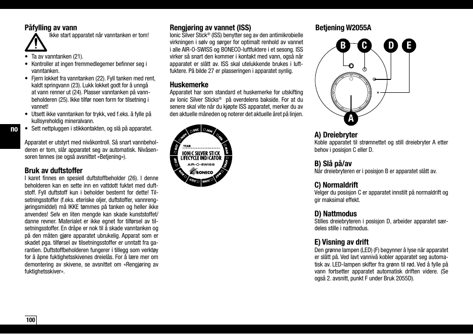 Boneco Air-O-Swiss AOS W2055A User Manual | Page 100 / 128