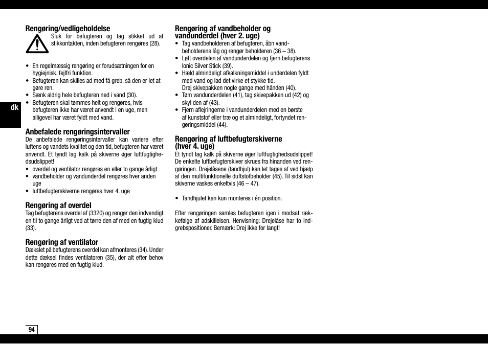 Boneco Air-O-Swiss AOS W2055A User Manual | Page 94 / 128