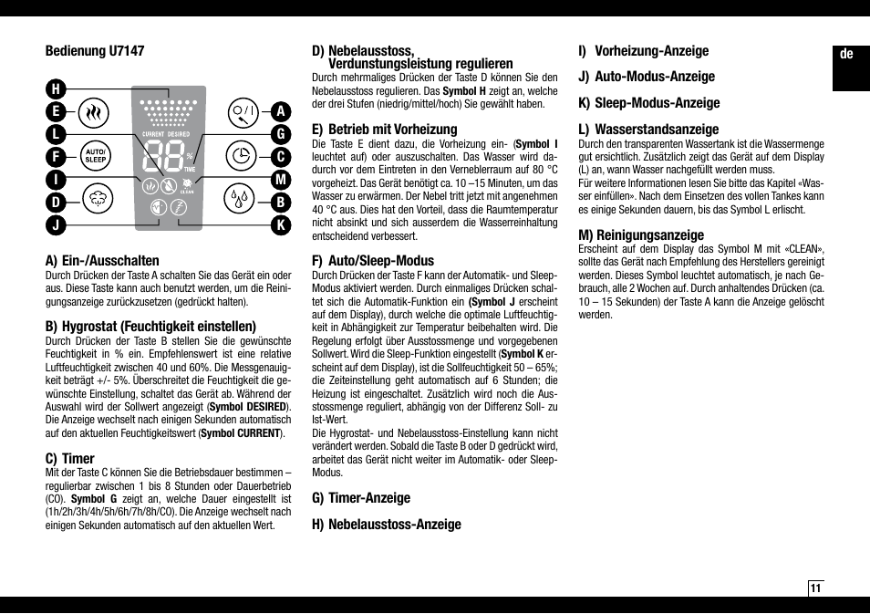 Boneco Air-O-Swiss Boneco U7145 User Manual | Page 11 / 164