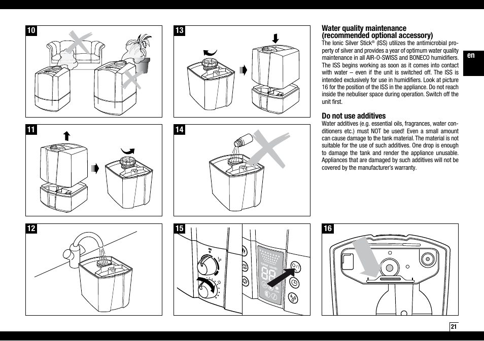 Boneco Air-O-Swiss Boneco U7145 User Manual | Page 21 / 164