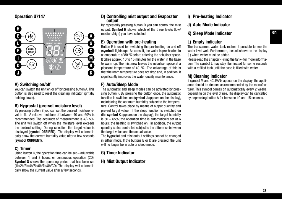 Boneco Air-O-Swiss Boneco U7145 User Manual | Page 23 / 164