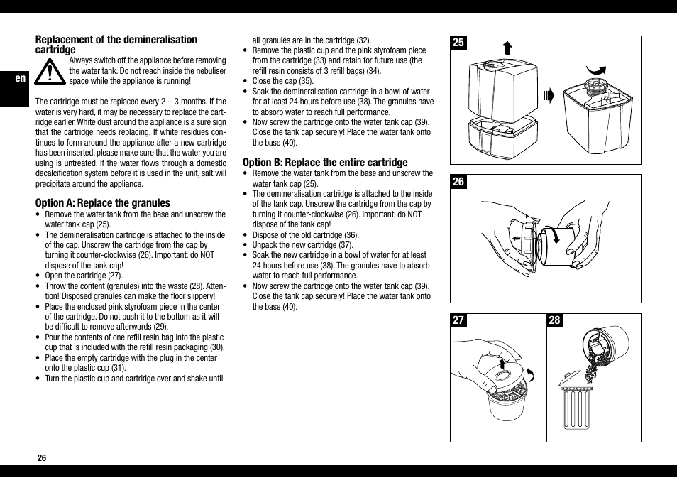 Boneco Air-O-Swiss Boneco U7145 User Manual | Page 26 / 164